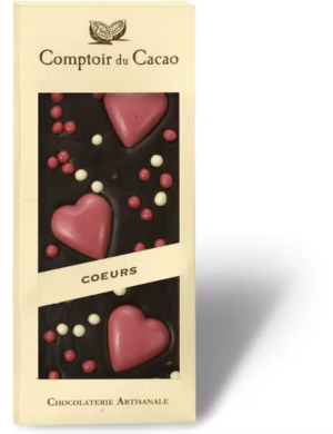 tablette chocolat noir avec des coeurs